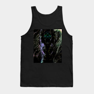 Portrait, digital collage and special processing. Men's back. Mystic. Energy waves. Green and black. Tank Top